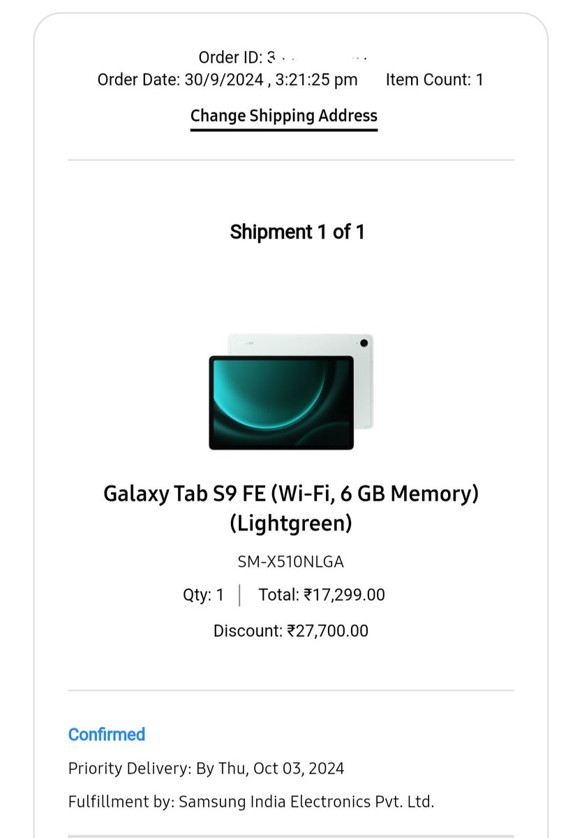 GreatDanton4's tweet photo. Third class service from @SamsungIndia Ordered on 29th September, Promised delivery date was 3rd oct. But the #order isn't even shipped yet. Zero customer care support. Don't waste your Hard earned money on #Samsung. They are not delivering to my home also. Worst courier #DTDC https://t.co/B9Bhoa7b8n