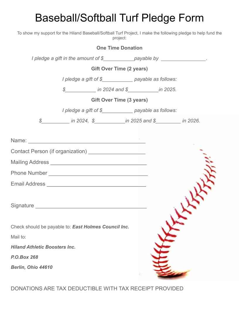 The Baseball/Softball Turf Project committee is on their final push to raise funds for bringing turf infields to both Lehman Field &amp; the Hiland Softball Field this Fall!

As of now, the committee has raised $313,000 of their goal number: $518,760.
