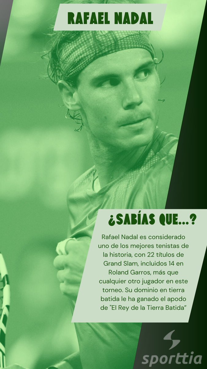 Hasta siempre, Rafa.
Desde Sporttia nos despedimos de una leyenda. Gracias, Rafa, por inspirarnos con tu esfuerzo y por los momentos inolvidables que diste al deporte. Tu legado en Roland Garros y en todo el tenis será eterno.
¡Gracias por todo, campeón!  <a href="/RafaelNadal/">Rafa Nadal</a>
