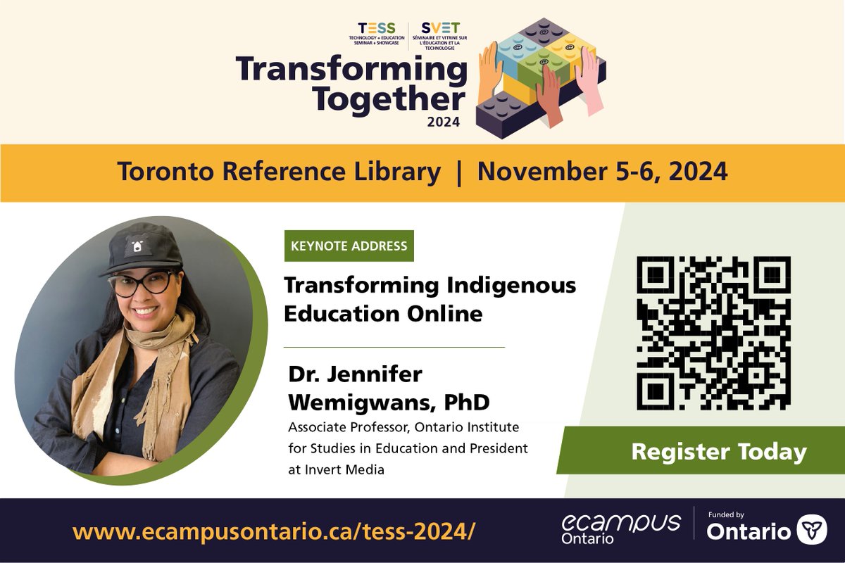 How can we ethically present Indigenous Knowledge online? 

At #TESS2024, Dr. Jennifer Wemigwans will explore how to transform education by using new technologies to articulate Indigenous teachings and introduce Canadians to Indigenous epistemologies.

🎟️ bit.ly/47VZTxd