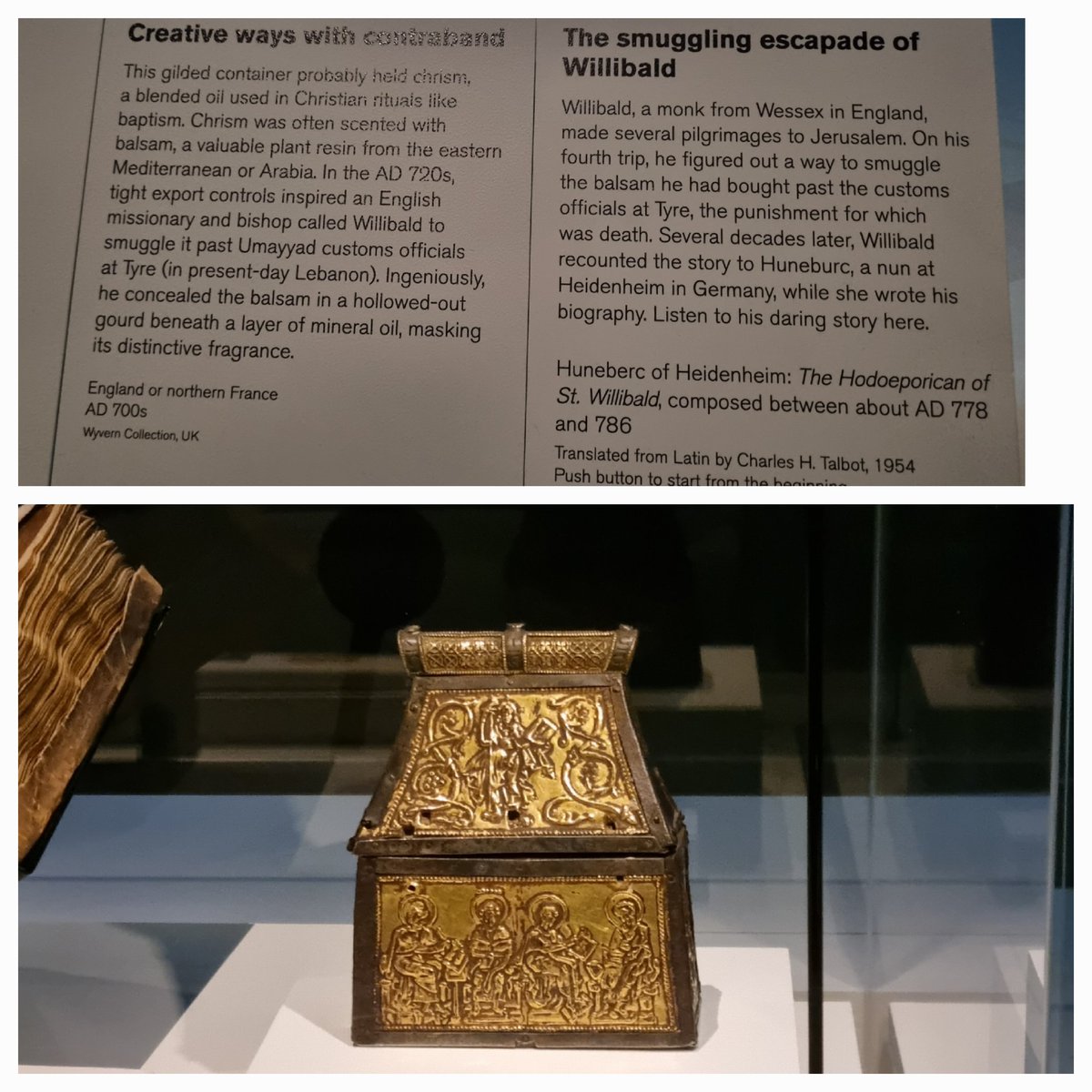 Moufridji's tweet photo. Found my name in the British Museum🙈

The new Silk Road exhibition highlights connections between early medieval England and the Silk Road/East. One section, inspired by our video project, includes a translation of the Offa coin from our videos. Highly recommend checking it out! https://t.co/I0KDFhObuu
