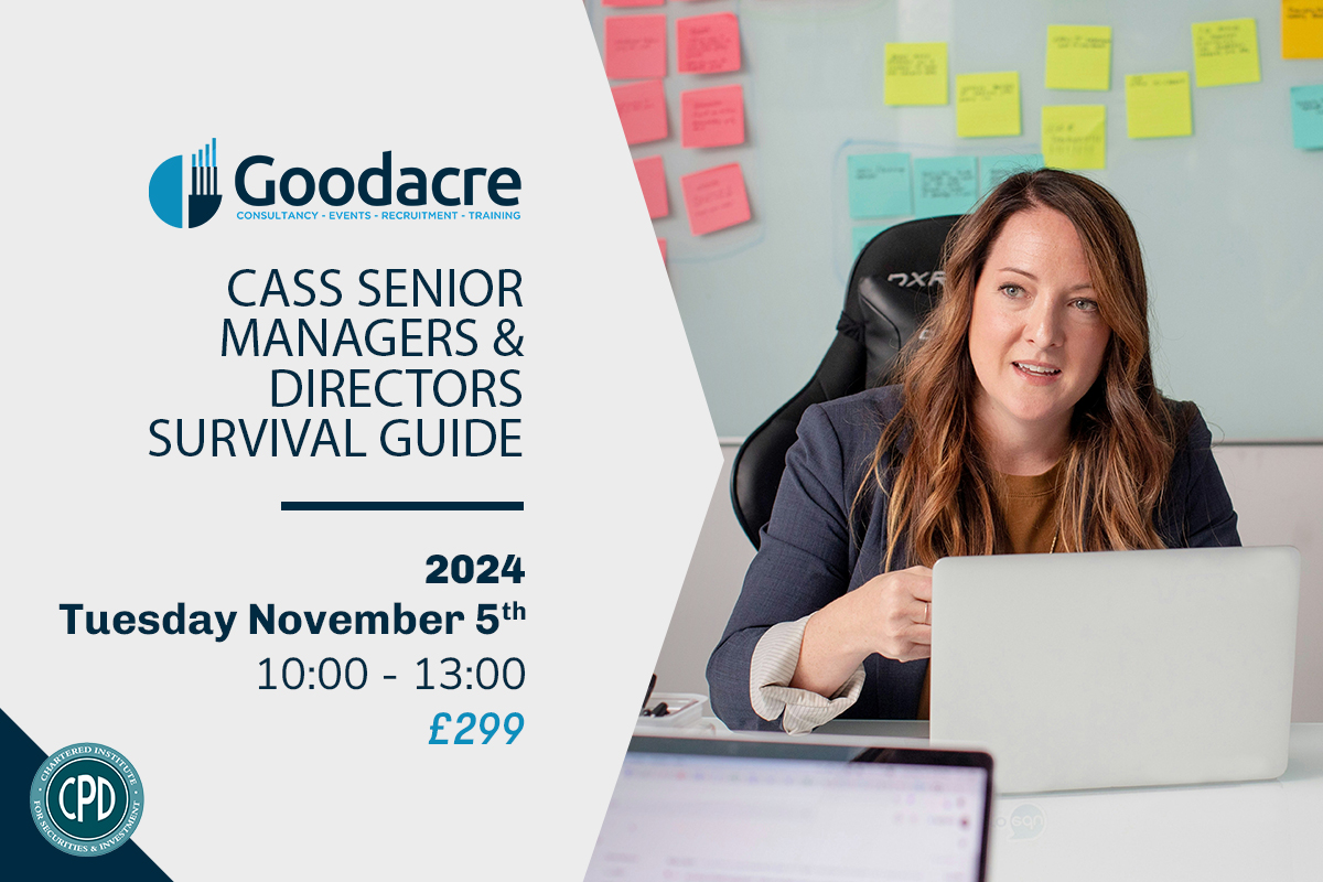 Join the CASS Senior Managers &amp; Directors Survival Guide on 5th Nov, 10:00-13:00. Get up to speed on FCA Client Money/Assets rules and responsibilities. £299, includes 3 CPD hours. Don't miss out! goodacreuk.com/training/forth… #FCA #Compliance #Finance