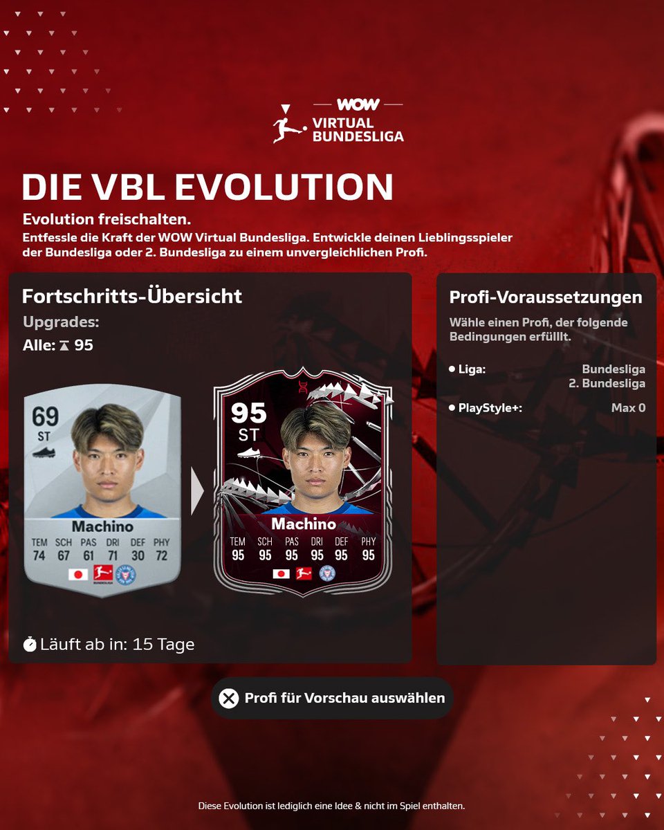 𝐃𝐢𝐞 𝐕𝐁𝐋 𝐄𝐯𝐨𝐥𝐮𝐭𝐢𝐨𝐧 💯

Wen würdest du in diese Evo packen, wenn es sie geben würde? 👀

#VirtualBundesliga #WOWVBL #FC25 #UltimateTeam