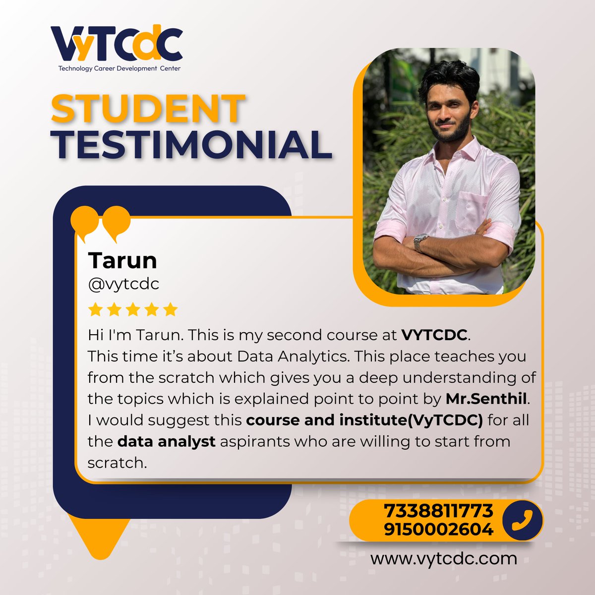 vytcdc's tweet image. Celebrating excellence! a milestone achieved Tarun shines bright by receiving the certificate for the Data Analytics

#vytcdc #CelebratingExcellence #MilestoneAchieved #DataAnalyticsSuccess #ShiningBright #CertificateAchieved #ProudMoment #AchievementUnlocked