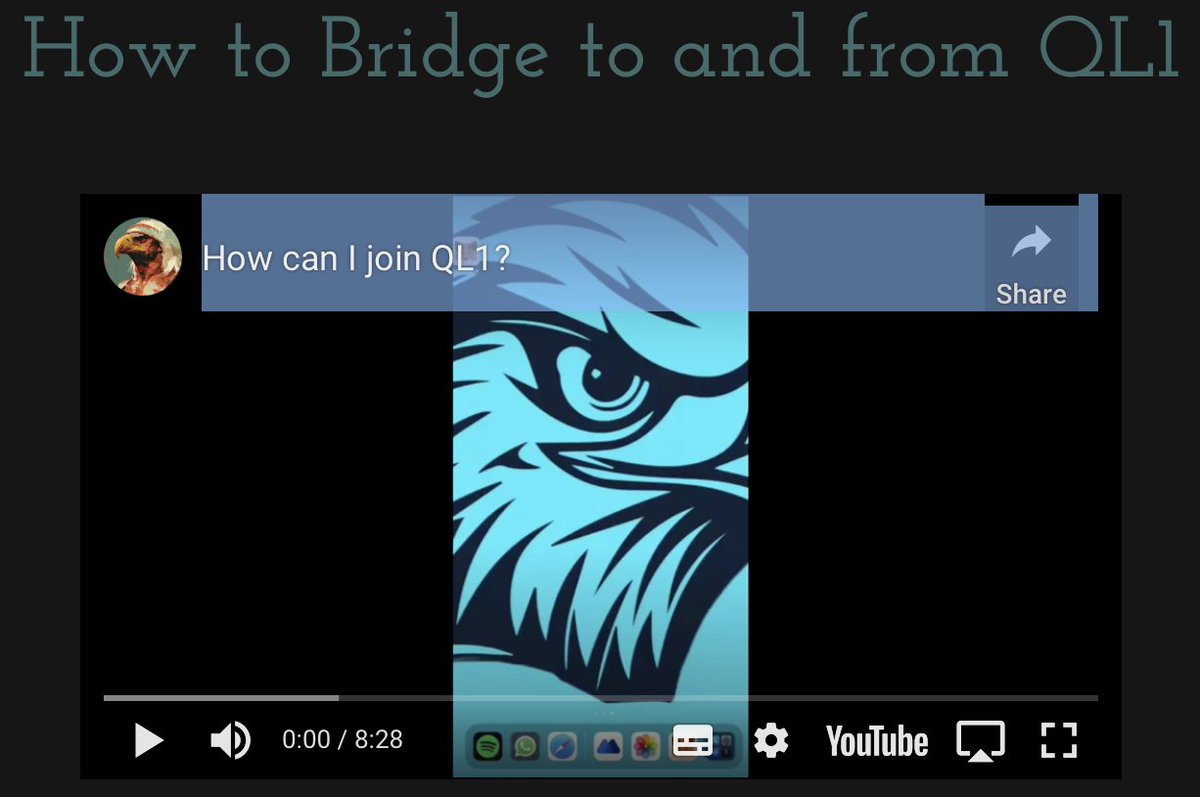 Michael32661615's tweet photo. An amazing video made by one of the many hard working community members on how to Bridge to and from #QL1 #Blockchain is now available. Easy to follow so what are you waiting for, come join the #Qommunity
https://t.co/MuYT5WYc3c https://t.co/WWUXLNFxsa