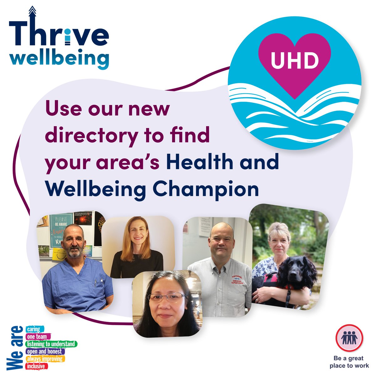 #TeamUHD, did you know we have a team of Health and Wellbeing Champions on hand to make sure your wellbeing needs are heard?  Use our new directory to find one in your area ow.ly/SNxv50TIK27

#WorldMentalHealthDay
