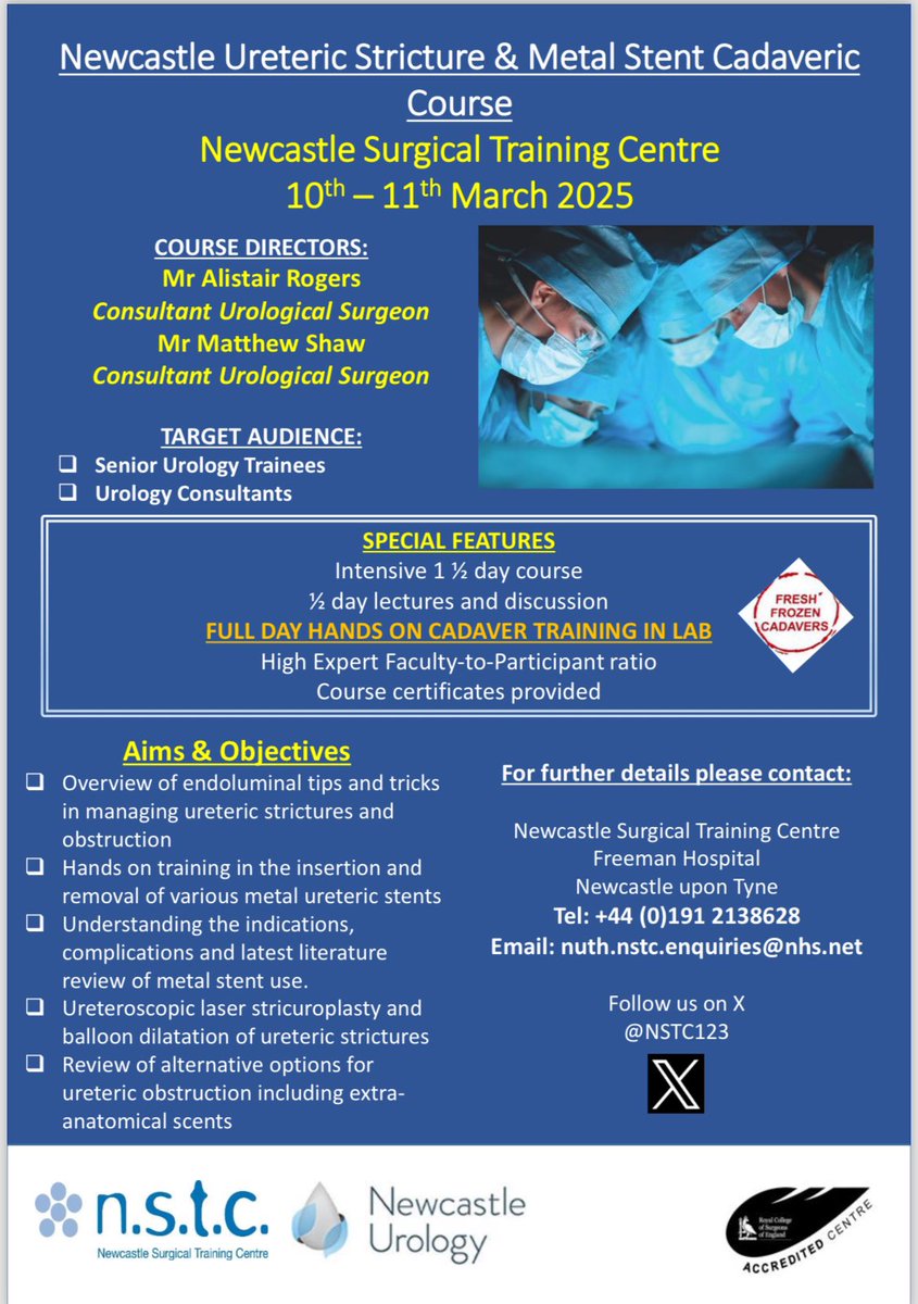 Alistair Rogers (@alistairrogers3) on Twitter photo The next Newcastle Ureteric Stricture and Metal Stent Cadaveric course is March 10th and 11th 2025. For more info and registration email: nuth.nstc.enquiries@nhs.net <a href="/NSTC123/">Newcastle Surgical Training Centre - NSTC</a> <a href="/EndoLuminalEndo/">Daron Smith</a> <a href="/OJWiseman/">Oliver Wiseman</a> <a href="/jake_p76/">Jake Patterson</a> <a href="/lithohlr/">Hari Ratan</a> <a href="/zara_gall/">Zara Gall</a> <a href="/mbkshaw/">Matthew Shaw</a> <a href="/CookMedical/">Cook Medical</a> <a href="/LaproSurge/">LaproSurge</a> The next Newcastle Ureteric Stricture and Metal Stent Cadaveric course is March 10th and 11th 2025. For more info and registration email: nuth.nstc.enquiries@nhs.net <a href="/NSTC123/">Newcastle Surgical Training Centre - NSTC</a> <a href="/EndoLuminalEndo/">Daron Smith</a> <a href="/OJWiseman/">Oliver Wiseman</a> <a href="/jake_p76/">Jake Patterson</a> <a href="/lithohlr/">Hari Ratan</a> <a href="/zara_gall/">Zara Gall</a> <a href="/mbkshaw/">Matthew Shaw</a> <a href="/CookMedical/">Cook Medical</a> <a href="/LaproSurge/">LaproSurge</a>