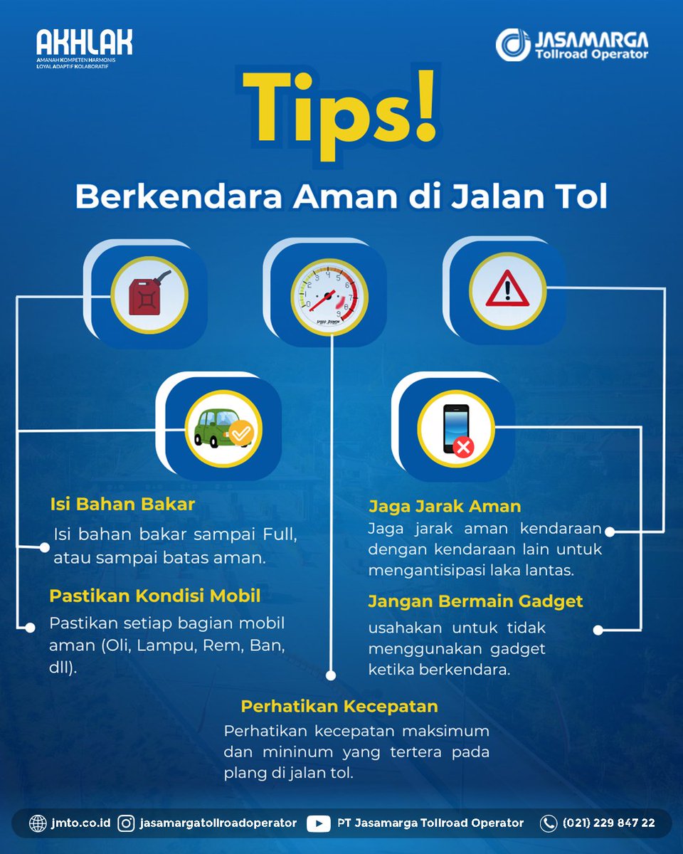 Berkendara di jalan tol memerlukan kewaspadaan dan kedisiplinan ekstra. Setiap tindakan kecil di jalan dapat membuat perbedaan besar dalam menjaga keselamatan.
.
#BerkendaraAman
#KeselamatanDiJalan
#JMTO
#BersamaKitaBisa
#JasamargaTollroadOperator
