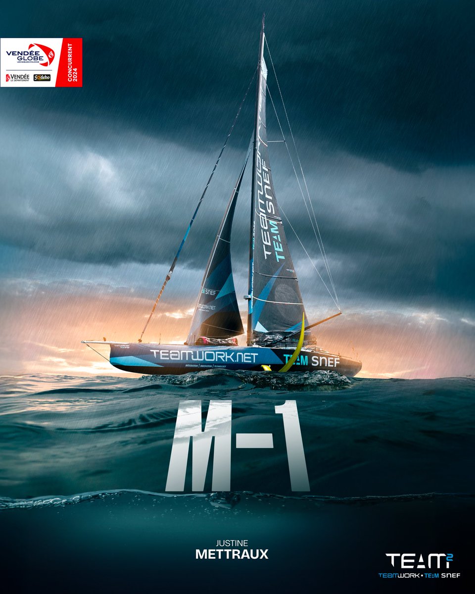 M-1 🤩😱

Dans un mois, Juju, à bord de son <a href="/ImocaGS/">IMOCAGlobeSeries</a> <a href="/TeamWork_VM/">TeamWork_VM</a> Team Snef sera au départ du <a href="/VendeeGlobe/">Vendée Globe</a> !
Un projet démarré en 2022 et qui se concrétisera le 10 nov prochain, un moment qui promet d’être fort en émotions 🥹

✏️ Fat Sport Design x Gauthier Lebec