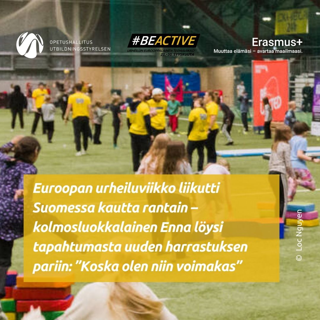 Ensimmäisiä pyöreitään viettänyt Euroopan urheiluviikko innosti jälleen liikunnan ja urheilun pariin syyskuun viimeisellä viikolla. Urheiluviikko liikutti kaikkiaan yli 120 000 suomalaista! 🤩💪

#BeActive #euroopanurheiluviikko

oph.fi/fi/uutiset/202…