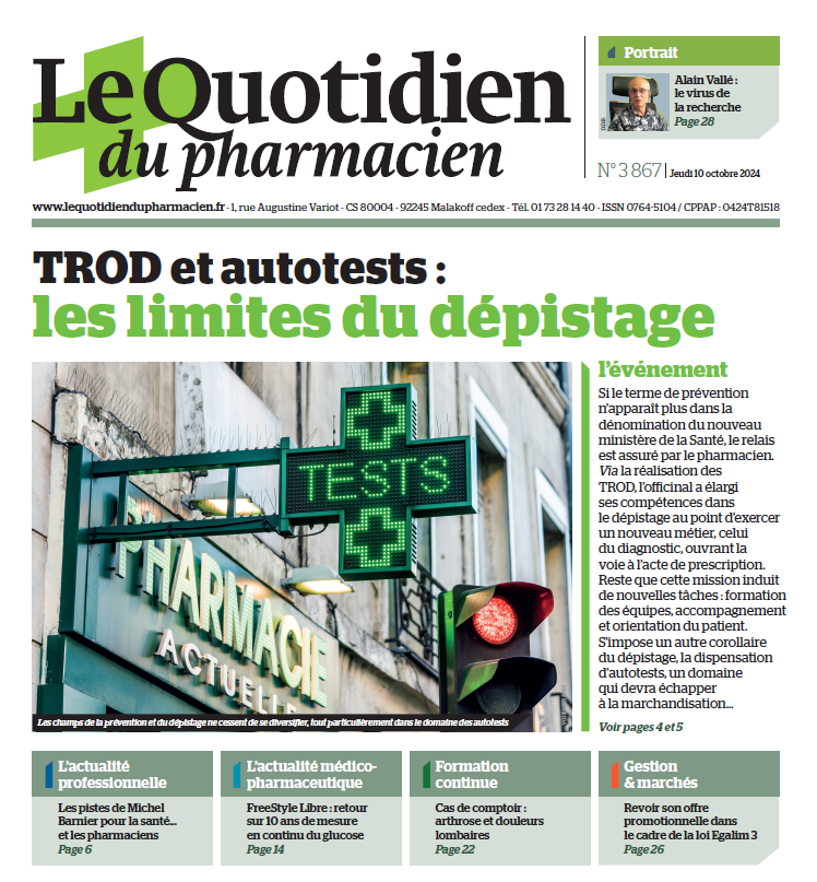 À la Une du Quotidien du Pharmacien du jour, notre dossier sur le dépistage et l’orientation diagnostique qui pénètrent de plus en plus l’exercice officinal.

Retrouvez le journal au format numérique sur notre site bit.ly/qph-edition-ab…