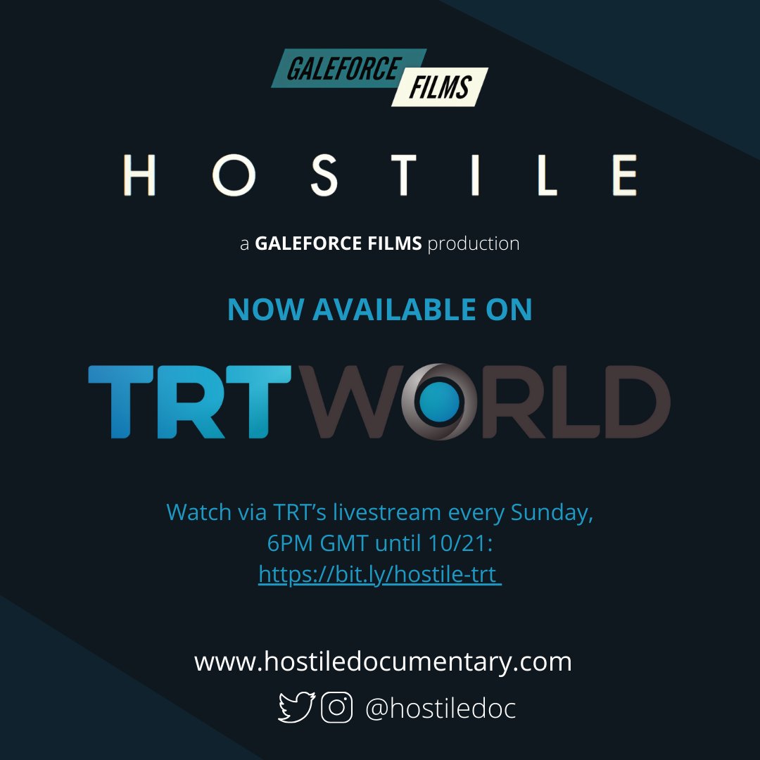 Hostile is now available to stream on Turkish public broadcaster <a href="/trtworld/">TRT World</a> as part of their #Storyteller series.

The film is available to view on their livestream every Sunday at 6PM GMT (until 10/21). For more information, visit: bit.ly/hostile-trt