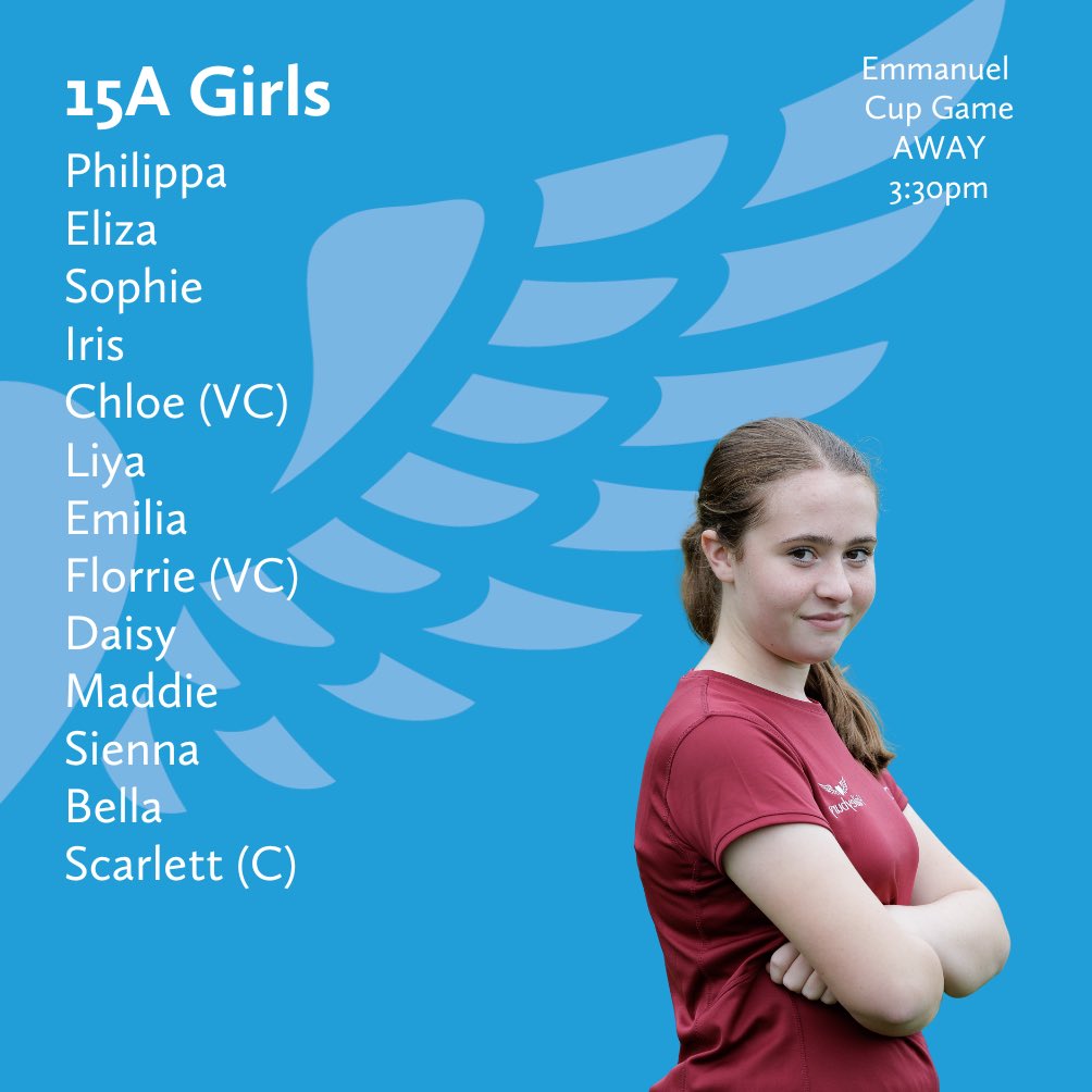 Todays team sheet for the U15A Cup Game against Emmanuel. Good Luck!!!
