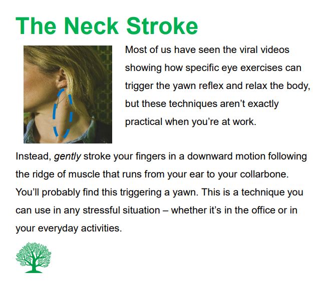 It’s possible to access the vagus nerve where it runs close to the surface of the skin. Gentle massage in these areas can help you switch out of the sympathetic (fight of flight) mode. Visit our website for a copy of the booklet: swlstg.nhs.uk/rc-resources