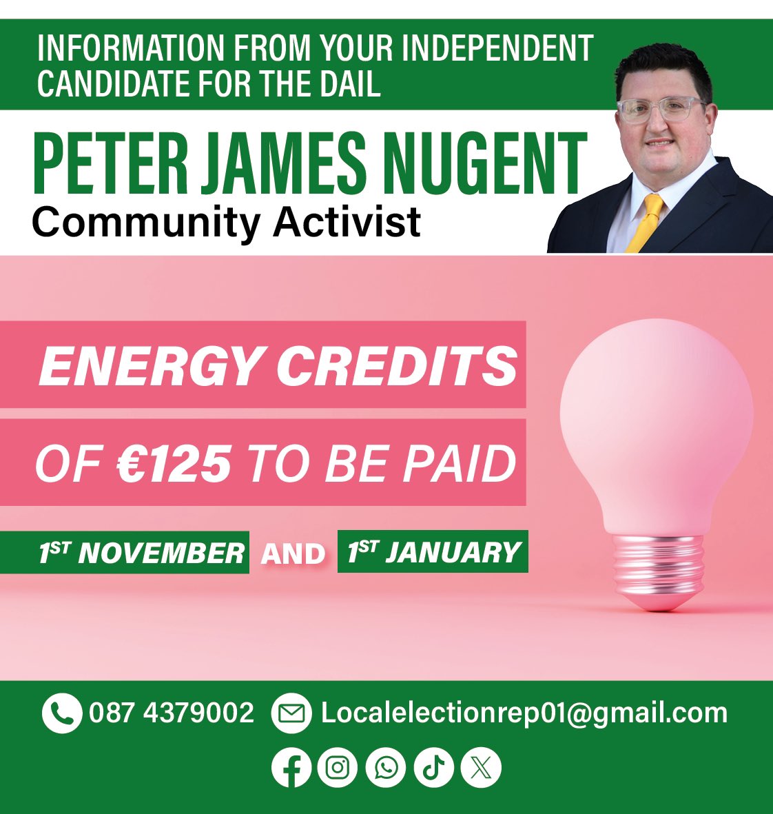 Energy Credits 

This will be paid on 1st Nov &amp; 1st Dec 

For more updates information like &amp; follow

#independent #nugentfordáiléireann #louth #politics #community #updates