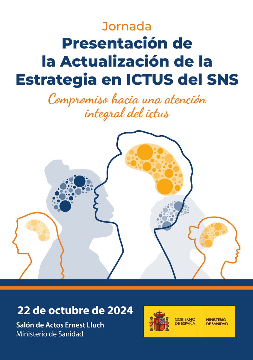 El 22 de octubre se celebra la Jornada de Presentación de la Actualización 2024 de la Estrategia en Ictus del SNS. 
Más info en: ictussns2024.com
#Neurología #ictus