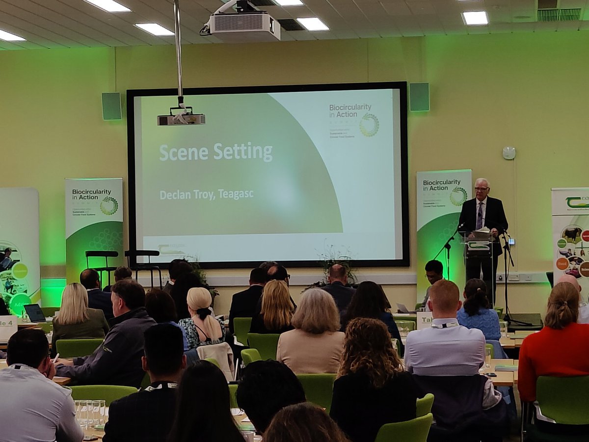 HealyJamesc's tweet photo. Declan Troy @teagasc setting the scene for today's Biocircularity in Action summit, highlighting the solutions that currently exist as well as those that will be developed through research across Ireland 
@agriculture_ie #bioeconomy https://t.co/nwxI8uGdn3
