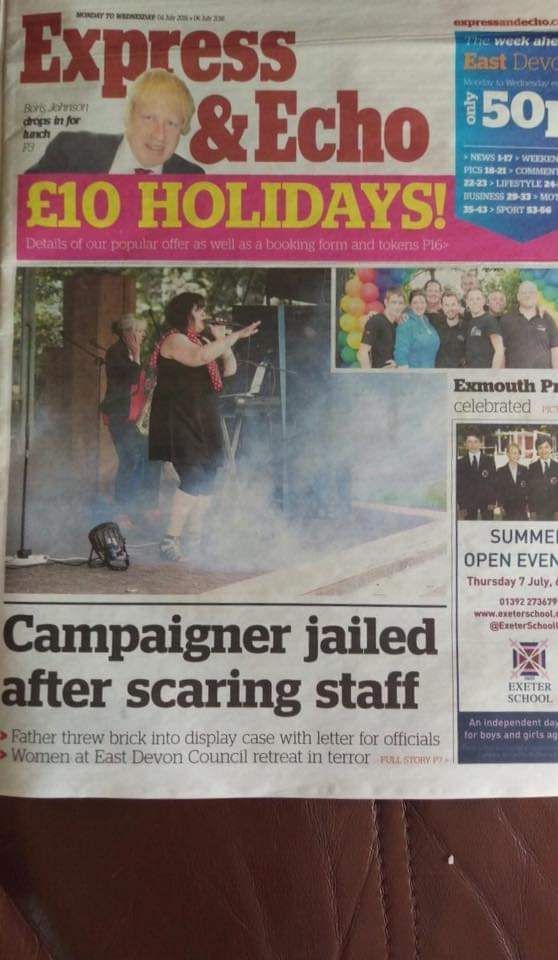 SamanthaDGarner's tweet image. For several years I've had the honour of performing at Exmouth Pride. I found an old photo of one of my first performances. I was on the front cover of the local paper. Unfortunately, the headline of underneath my picture was misleading!!
It still makes me laugh!