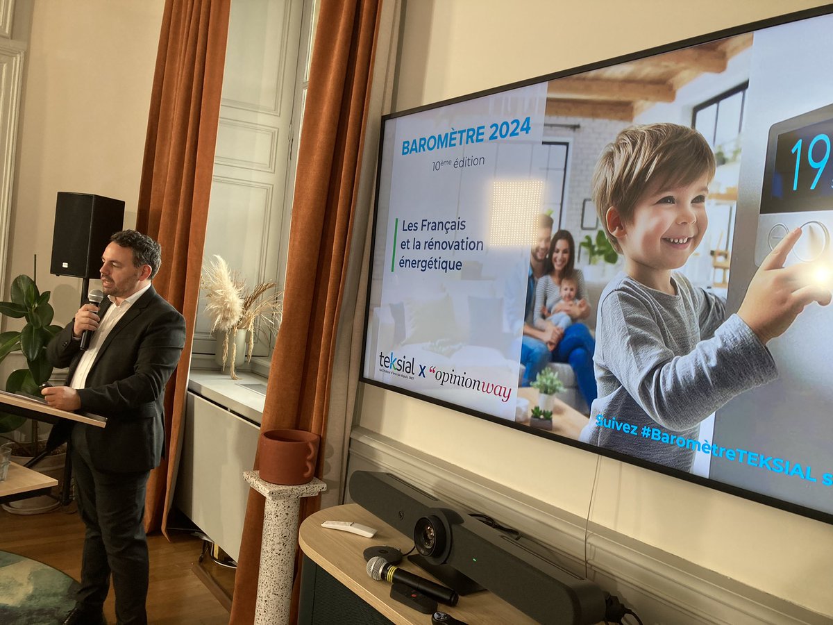 Début de la conférence de presse de <a href="/Teksial/">TEKSIAL</a> avec présentation de la 10e édition du baromètre <a href="/opinionway/">OpinionWay</a> « Les Français et la rénovation énergétique »