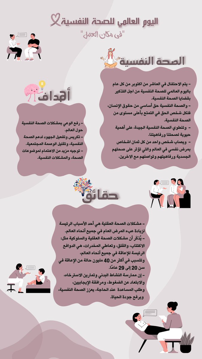10/ October/2024
الصحة النفسية احتياج قبل ان تكون رفاهية💕
#اليوم_العالمي_للصحة_النفسية #الصحة_النفسية #الالتفات_لحملة_الدارسين_التخصصات_النفسية #الصحة_النفسية_ضرورية  #المرشدين_النفسيين  #الإرشاد_النفسي  #علم_النفس