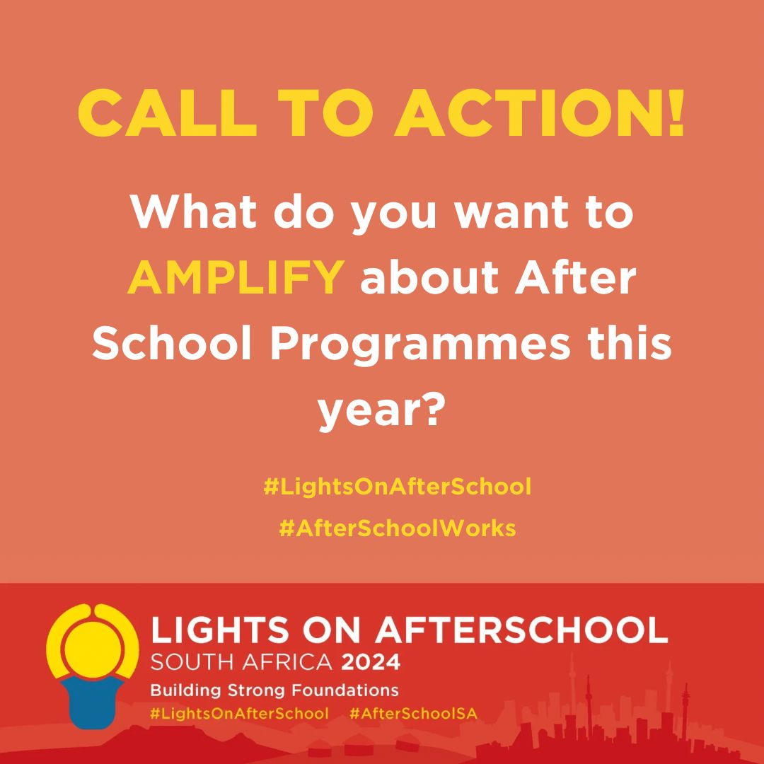 Gift980427's tweet image. We want to hear from YOU! What do you want to AMPLIFY about After School Programmes this year? Join the conversation and share your thoughts in the comment section!

#LightsOnSA #TheLearningTrust #TLT #AfterSchoolWorks #BeyondTheClassroom #AfterSchoolSA #BuildingStrongFoundations