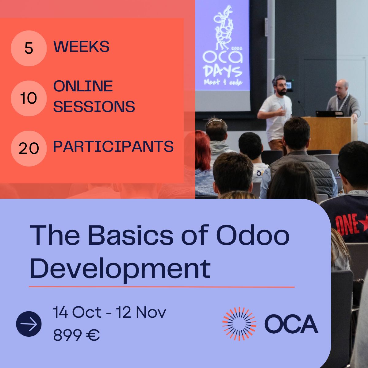 OCA Technical Training - Starts next week - October 14th.
You can register here: buff.ly/4ek8XO4 

👉 10 online live sessions
🤓 20 participants
💲 899 € for OCA Members
🗓️  14th Oct - 12th Nov