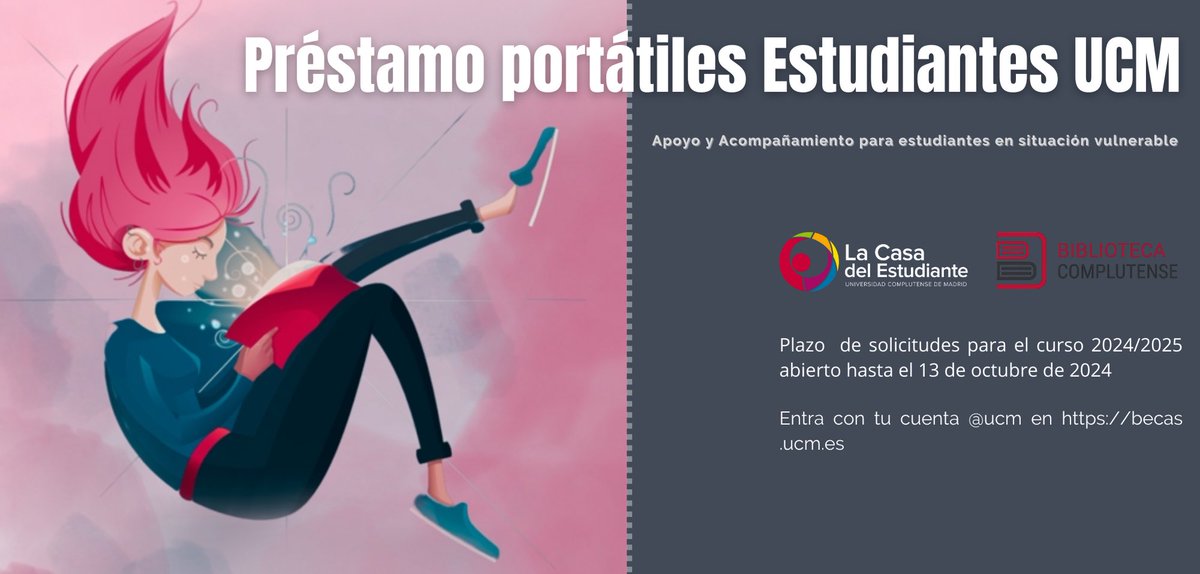 Hasta el día 13 de octubre está abierto el plazo de solicitudes para el préstamo de equipos informáticos para estudiantes en circunstancias vulnerables

Todo en ucm.es/la-casa-del-es…