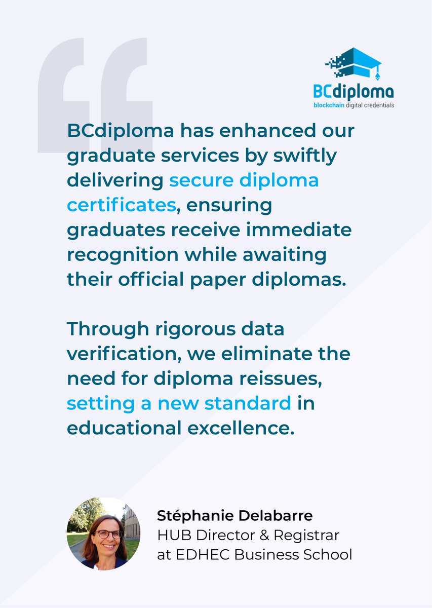 ✨ Client Success Story: Enhancing Graduate Services with BCdiploma! 
We're thrilled to share the impact BCdiploma has made on the graduate services at EDHEC Business School.
Discover how EDHEC Business School benefits from BCdiploma here 👉hubs.ly/Q02SVL0Y0