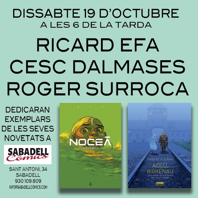 Hay oportunidades que no pueden dejarse pasar ✍

El próximo 19/10 📅a las 18.00h ⏰ @Ricardefa, <a href="/CFDalmases/">Cesc F. Dalmases</a> y <a href="/SurrocaR/">R.Surroca</a> estarán en <a href="/SabadellComics/">Sabadell Còmics</a> para una sesión de firmas.

¡No te lo pierdas! 😉