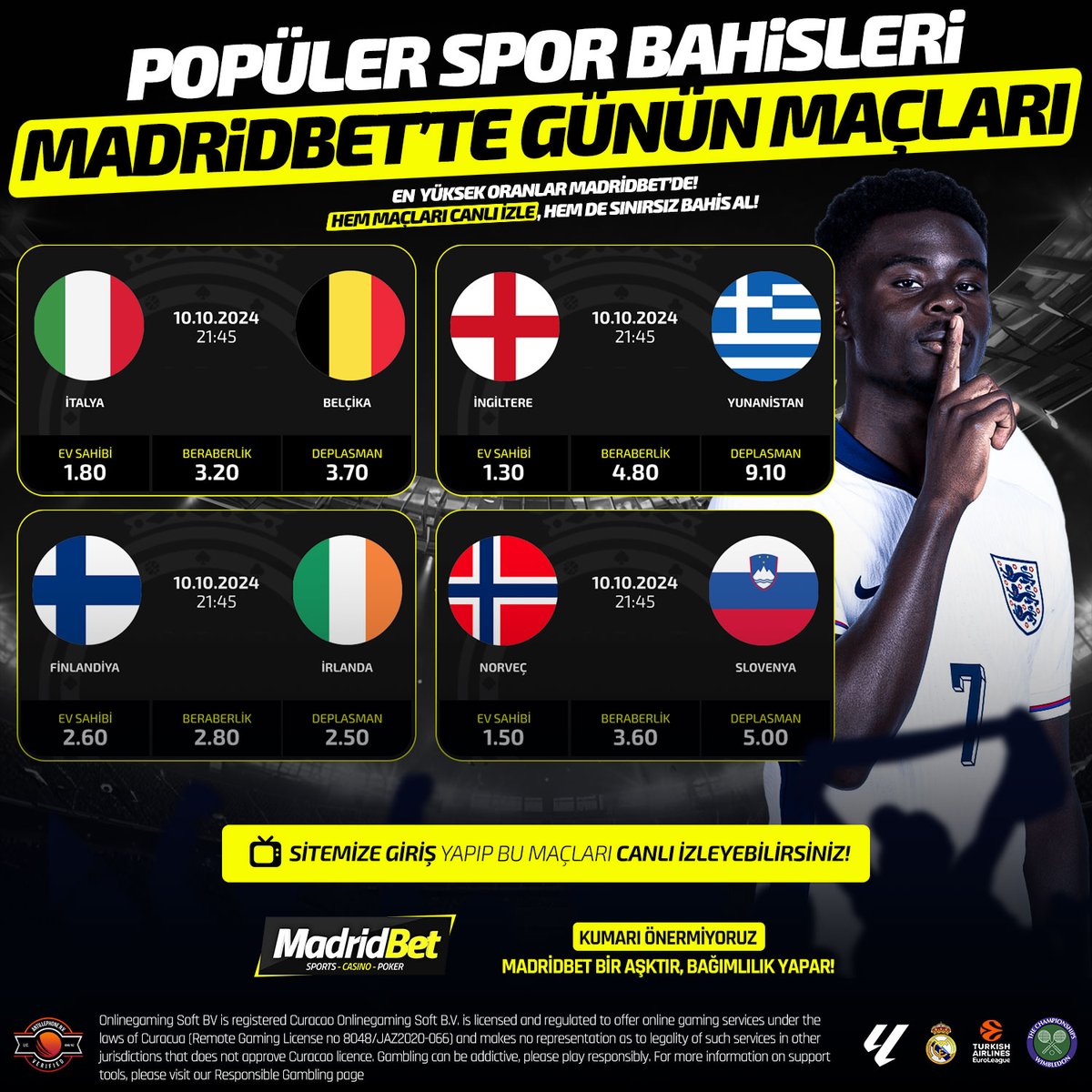 🏁 Bugünün 4 Harika Karşılaşması, Özel Oranlarla    MadridBet'te Sizi Bekliyor !🏁

⚽️ Tüm futbol heyecanını ücretsiz takip etmeye hazır mısınız? 
                           
⚽️ MadridBet’te, bugünkü karşılaşmaları FULL HD kalitesinde izleyebilir ve her anın tadını