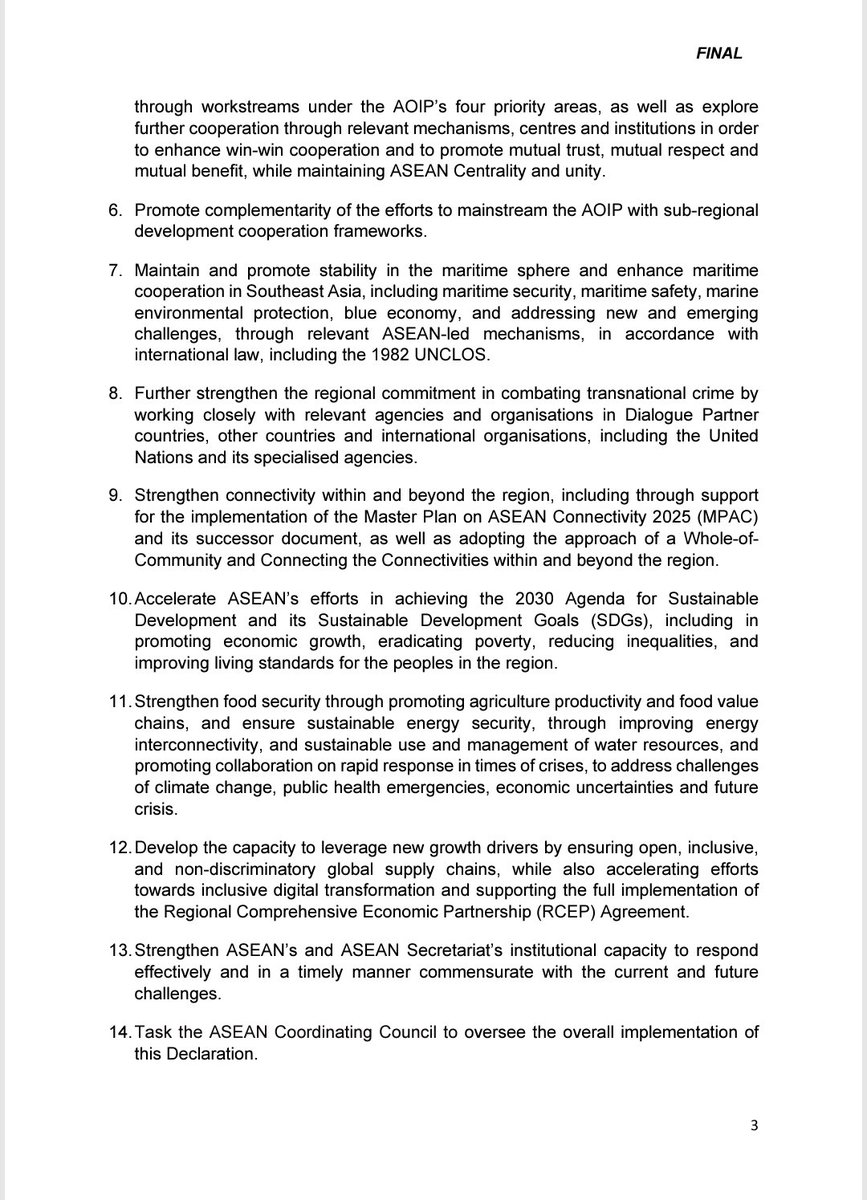 supbrow's tweet image. 1/ #ASEAN Leaders’ Declaration on the ASEAN Outlook on the Indo-Pacific #AOIP for the Future-Ready ASEAN and ASEAN-Centred Regional Architecture

@Sharon__Seah
@raylockman
@HooCP

asean.org/asean-leaders-…