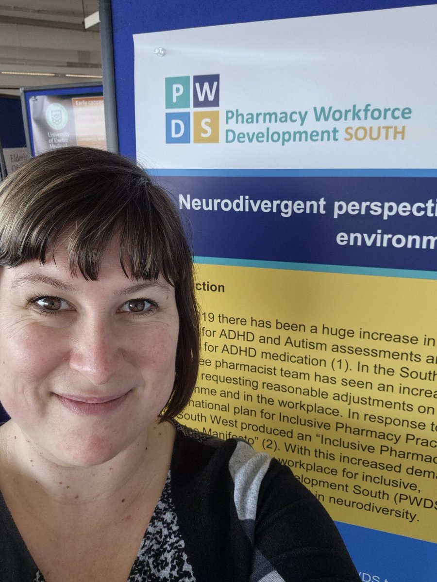 bakingitgirl's tweet photo. Excited to be presenting my work on creating a neurodivergent inclusive pharmacy environment at the South West Pharmacy Research Network Innovation Day at @PlymUni today and representing @PWD_South  #swprn #neurodivergent #pharmacy #neurodiversity #pharmacyresearch https://t.co/GfEqBhuinc