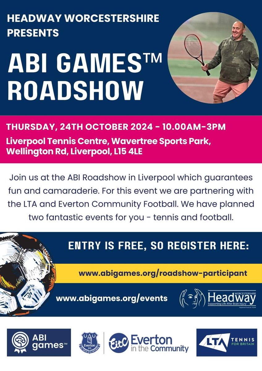 Liverpool Tennis Centre (@liverpooltc) on Twitter photo We are delighted to be supporting <a href="/HeadwayWorcs/">Headway Worcestershire</a> present the ABI (Acquired Brain Injury) Games Roadshow with what promises to be a great event. See below for more information and ways to register. We are delighted to be supporting <a href="/HeadwayWorcs/">Headway Worcestershire</a> present the ABI (Acquired Brain Injury) Games Roadshow with what promises to be a great event. See below for more information and ways to register.