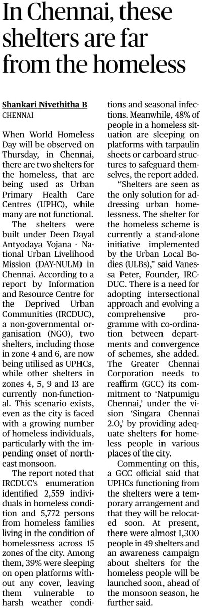 Need for evolving a comprehensive programme for persons in homeless situations in Chennai @worldhomelessday

thehindu.com/news/cities/ch…