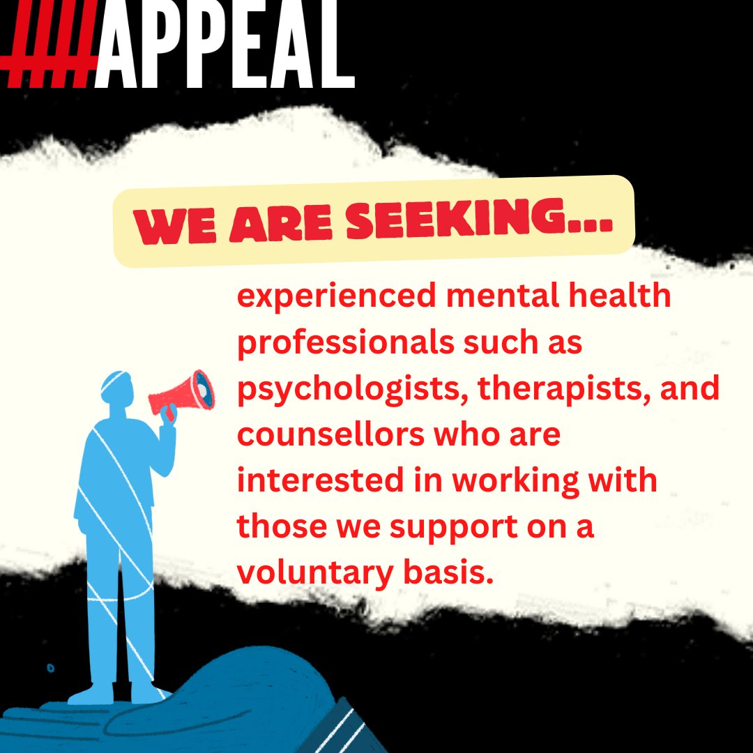 It's World Mental Health Day! 🌍💜

We are looking for experienced mental health professionals to help those we represent who have suffered trauma from a miscarriage of justice.

See below for details if you or anyone you know might be able to help.

🙏