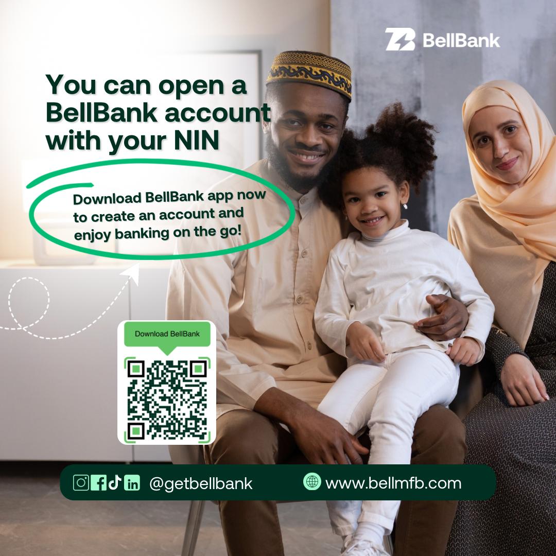 GetBellBank's tweet image. Open a Bellbank account in minutes using just your NIN! No paperwork, no hassle. 

Download the Bellbank app today and start banking on the go!

 #bellbank #seamlessbanking #openanaccount #nin #bankingmadeeasy