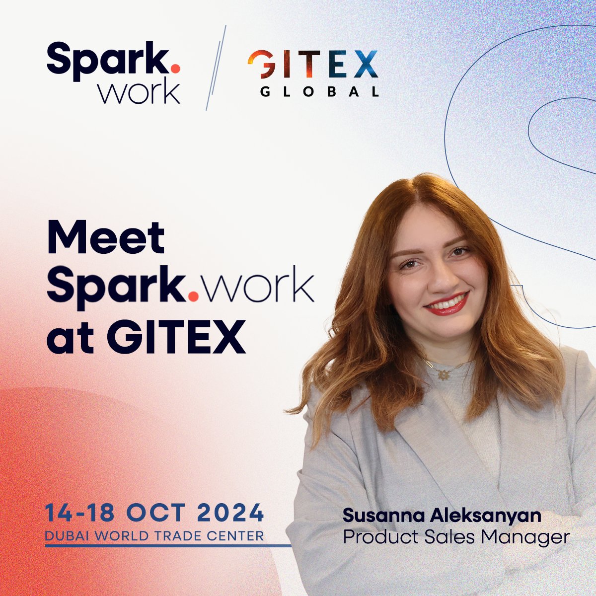 sparkwork_'s tweet photo. The Spark team is heading to sunny Dubai! ☀️✈

Meet our Product Sales Manager, Susanna Aleksanyan, at @GITEX_GLOBAL!

Let’s connect to explore new opportunities, discuss people and strategy management, and much more.

Message us if you want to meet up.

#SparkWork #GITEX2024 https://t.co/yhSeG6zTp9