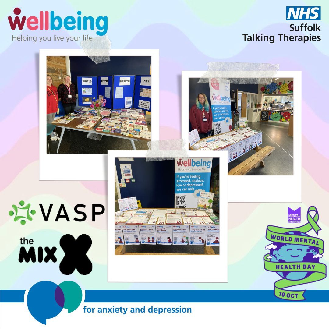 Wellbeing Suffolk (@wellbeing_suff) on Twitter photo We're all set up!
If you happen to be in Stowmarket today, why not join us at The Mix, for World Mental Health Day!🌏
<a href="/mixstowmarket/">The Mix Stowmarket</a>
<a href="/oursuffolkvasp/">Suffolk VASP</a>
#WorldMentalHealthDay #mentalhealth #mentalhealthmatters #wellbeing #SuffolkTalkingTherapies We're all set up!
If you happen to be in Stowmarket today, why not join us at The Mix, for World Mental Health Day!🌏
<a href="/mixstowmarket/">The Mix Stowmarket</a>
<a href="/oursuffolkvasp/">Suffolk VASP</a>
#WorldMentalHealthDay #mentalhealth #mentalhealthmatters #wellbeing #SuffolkTalkingTherapies
