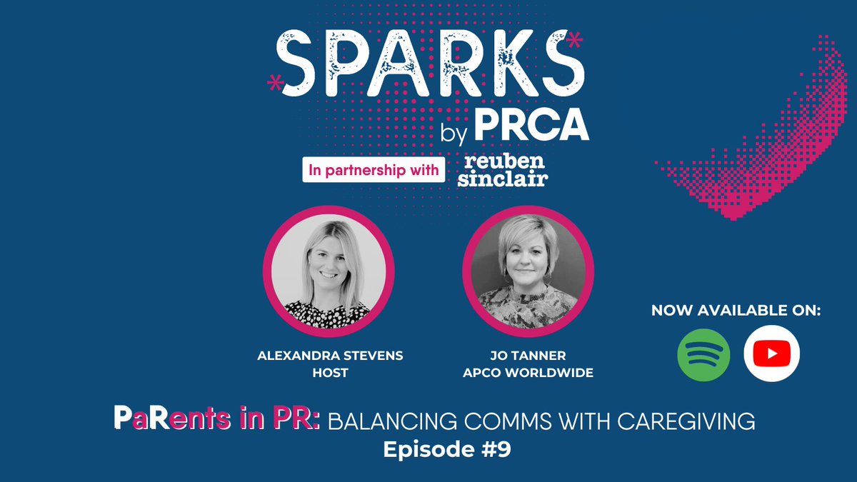 🆕 Sparks by PRCA Podcast: 'Parents in PR: Balancing Comms with Caregiving' with <a href="/ReubenSinclair/">Reuben Sinclair</a>'s Alexandra Stevens and Jo Tanner from <a href="/apcoworldwide/">APCO</a> as they discuss the highs and lows of being a leader.

🎙 ow.ly/12Al50TIBo0
Youtube: ow.ly/yc6350TIBo1