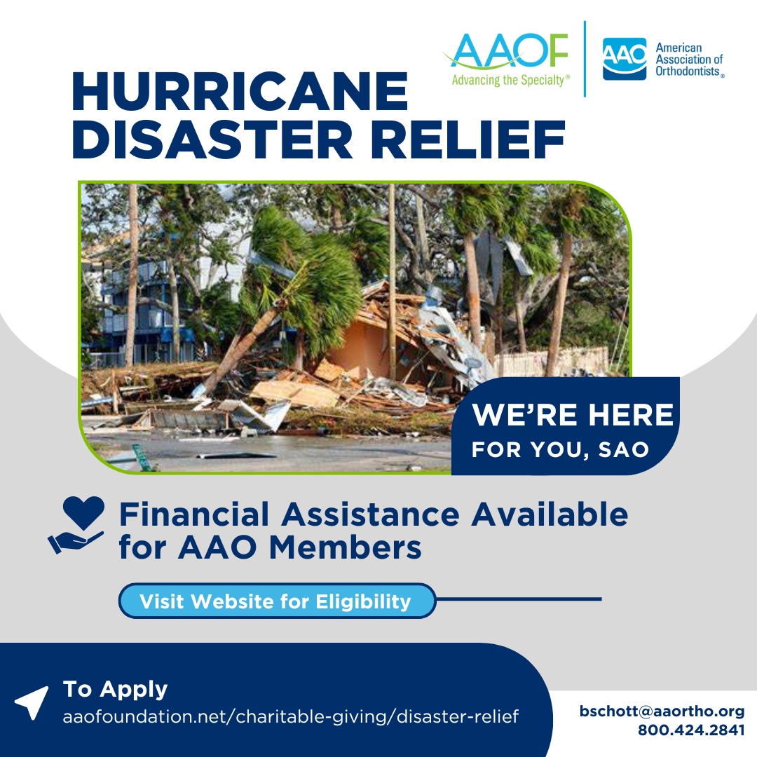 If you have been impacted by Hurricane Helene or Milton, please know that we are here for you. AAO Foundation had a disaster relief fund available for AAO members impacted by natural disasters. To learn more or apply, please visit aaofoundation.net/charitable-giv… or call our office. #D...