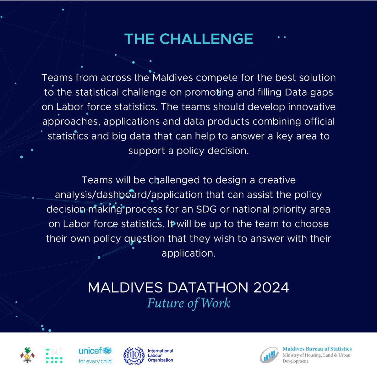 statsmaldives's tweet photo. Maldives Datathon 2024: Future of Work is NOW OPEN! 
Submit your applications and be a part of the future! 

Apply Now: https://t.co/jEjZYn5m1x

Registration Deadline: October 17, 2024
Read more on: https://t.co/EygpglEVds https://t.co/ge9s74n9B4