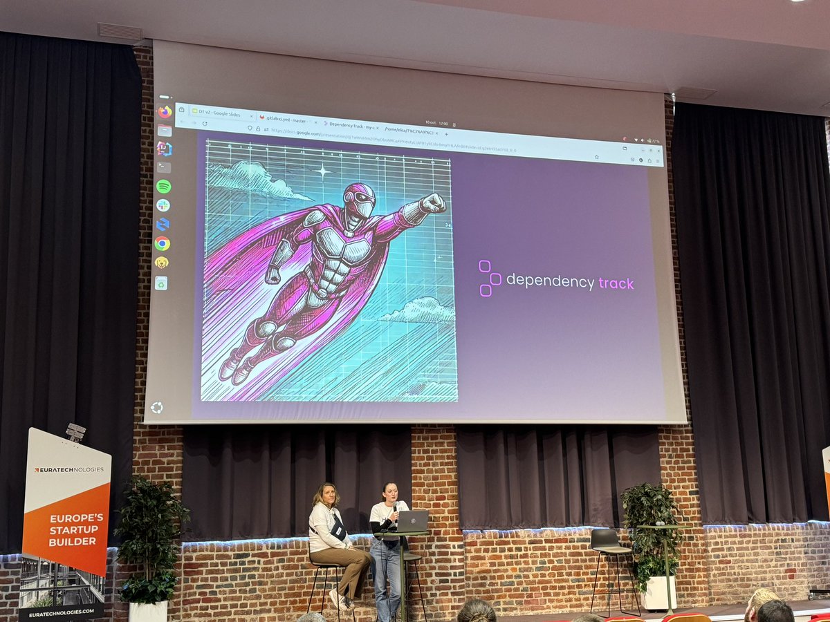 Ludovic Dussart ( @ldussart.bsky.social ) (@ldussart) on Twitter photo Ma collègue Elisa se lance pour la première fois en tant que speakeuse pour nous parler de <a href="/DependencyTrack/">Dependency-Track</a>. Bravo au tremplin de <a href="/Cloud_Nord/">Cloud_Nord La Conf !🍿🧭</a> de mettre en lumière ces speakeurs/speakeuses de demain. Ma collègue Elisa se lance pour la première fois en tant que speakeuse pour nous parler de <a href="/DependencyTrack/">Dependency-Track</a>. Bravo au tremplin de <a href="/Cloud_Nord/">Cloud_Nord La Conf !🍿🧭</a> de mettre en lumière ces speakeurs/speakeuses de demain.