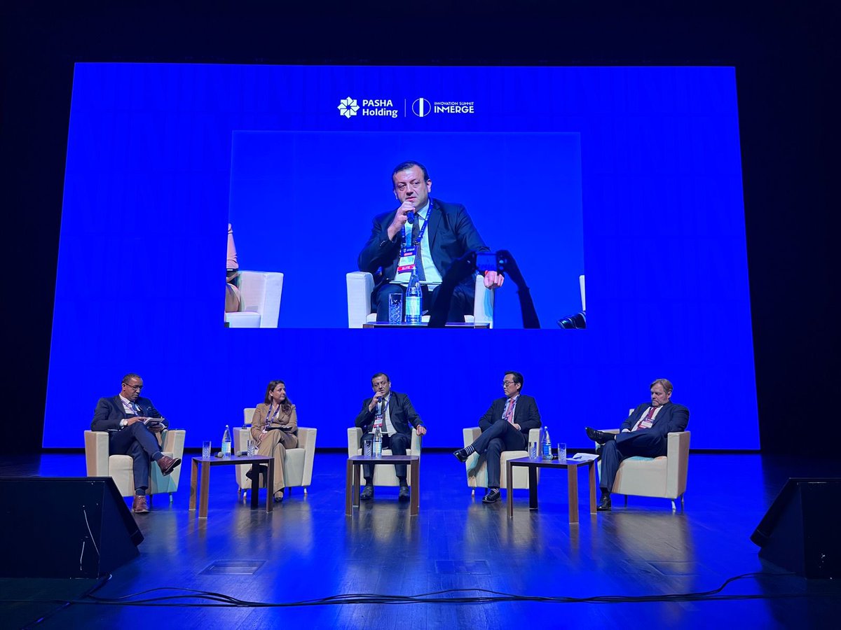 SOCARofficial's tweet photo. #SOCAR Vice President Kanan Najafov delivered a speech during the #INMerge2024 Innovation Summit, in the session titled “Next Green Evolution: Leveraging Emerging Technologies Towards Sustainable Goals.”

#Innovation
#Azerbaijan https://t.co/nFN4ID4uLz