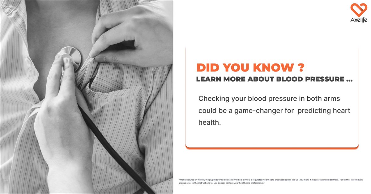 🩺 Did you know checking blood   pressure in both arms can predict heart health?🚀 Measuring both arms   is quick, simple, and could save lives. Learn how you could do it with the   popmetre® : axelife.com/en