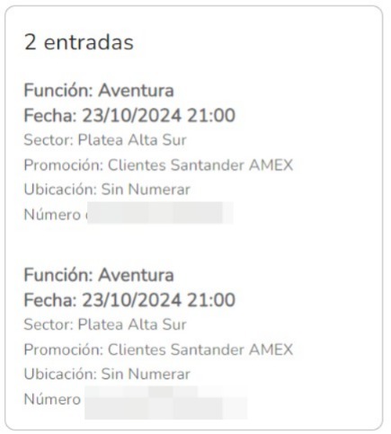 Vendo dos entradas para Aventura en Vélez 
Info al privado!