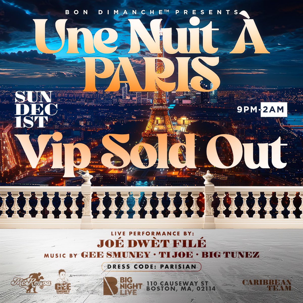 Next Bon Dimanche is on Sunday December 1st at <a href="/bignightlive/">Big Night Live</a> with <a href="/JoeDwetFile/">JOÉ DWET FILÉ</a>. VIPs are sold out. Please click on link below for tickets. 
ticketmaster.com/une-nuit-a-par…