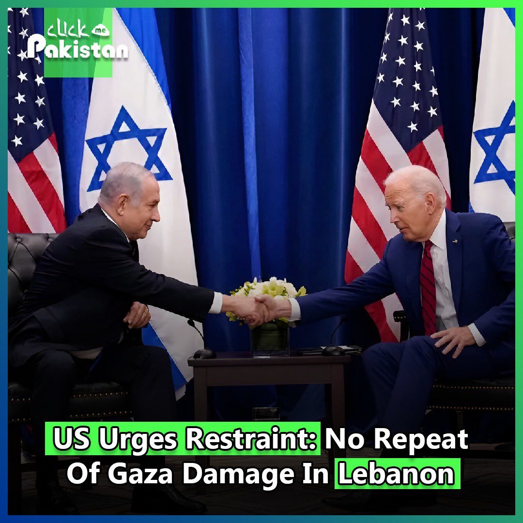 ClickMePakistan's tweet photo. The US is calling for restraint in the midst of rising tensions between Israel and Lebanon, urging all parties involved to avoid a repeat of the devastating damage seen in Gaza. 

#clickmepakistan #MiddleEastTensions #USUrgeRestraint https://t.co/fb4XiTqt03
