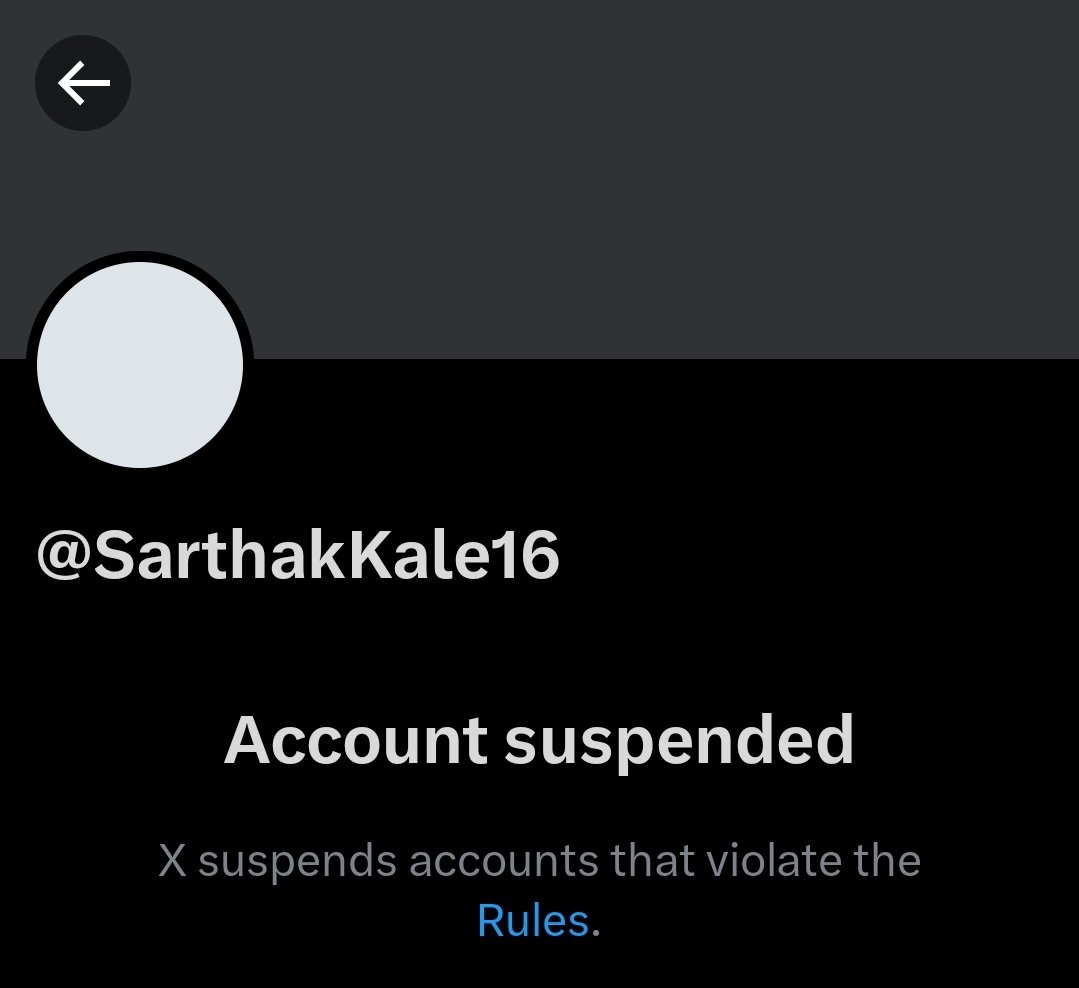 RT TO FIND MUTUAL 💀 !
For The 1st Time Account Is Suspended !

#ShivThakare #ShivKiSena #ShivSquad #BiggBossMarathi