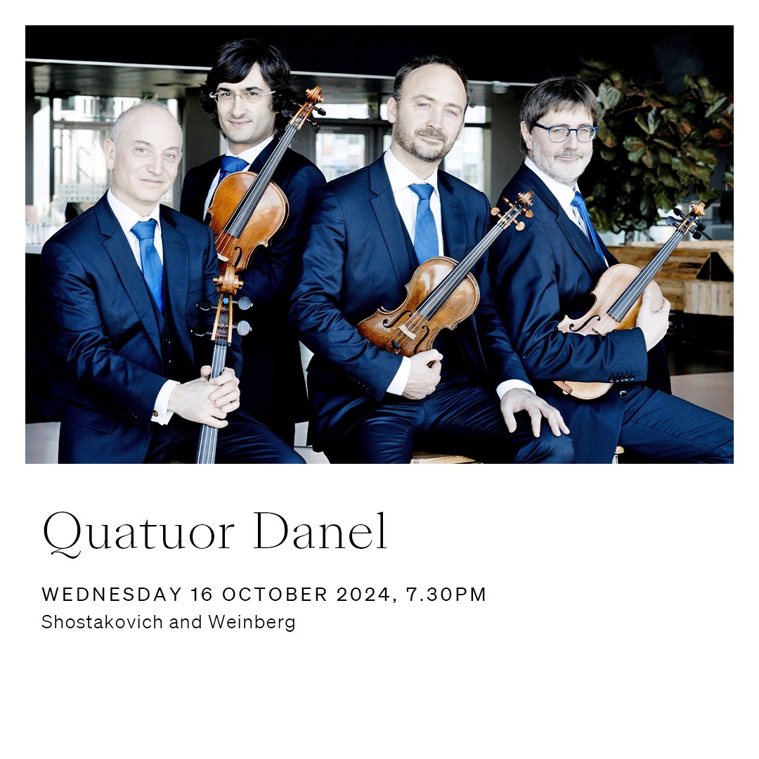 Friends and colleagues Shostakovich and Weinberg are once again brought together by Quatuor Danel this evening 🎻

🕰️ 7.30pm 
🎟️ wigmore-hall.org.uk/whats-on/20241…