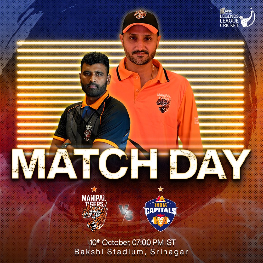 Manipal Tigers (@manipal_tigers) on Twitter photo It’s an epic battle on the field as the Season 2 champions take on the Season 1 champions in Srinagar!
The Tigers are all set to chase down the @officialindiacapitals. Catch the action live at Bakshi Stadium, Srinagar!
#BossLogonKaGame #LLCT20 #ManipalTigers <a href="/llct20/">Legends League Cricket</a> It’s an epic battle on the field as the Season 2 champions take on the Season 1 champions in Srinagar!
The Tigers are all set to chase down the @officialindiacapitals. Catch the action live at Bakshi Stadium, Srinagar!
#BossLogonKaGame #LLCT20 #ManipalTigers <a href="/llct20/">Legends League Cricket</a>